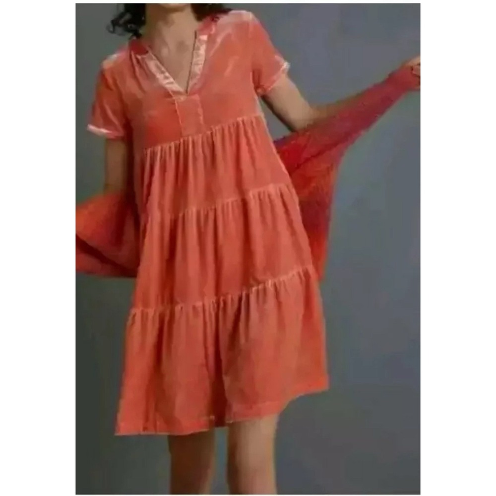 Anthropologie Orange Long Sleeve Dress